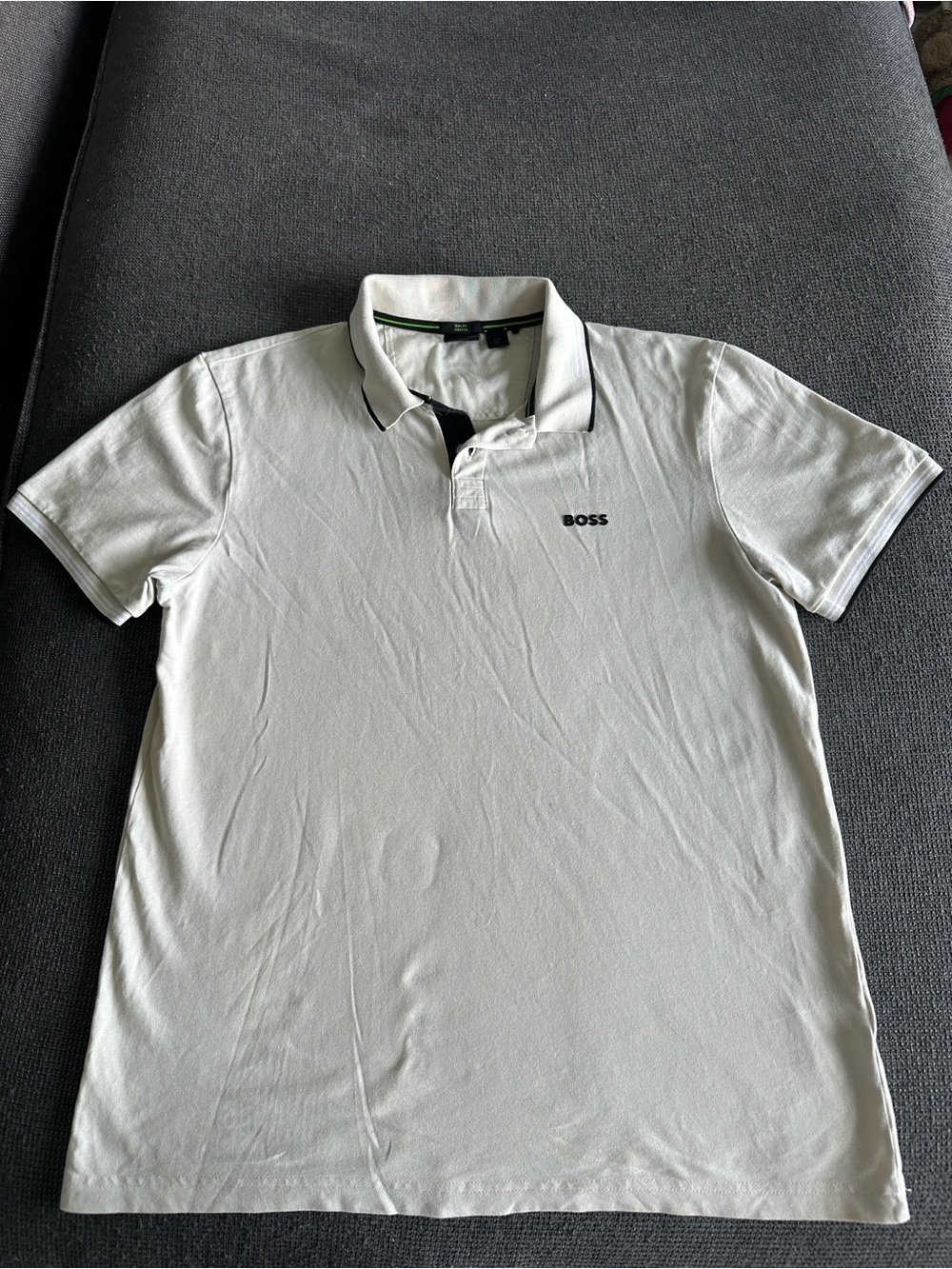 BOSS White Polo with Black Contrast Trim